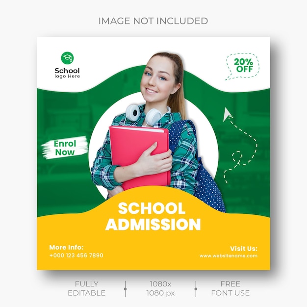 School admission social media post and Instagram post template