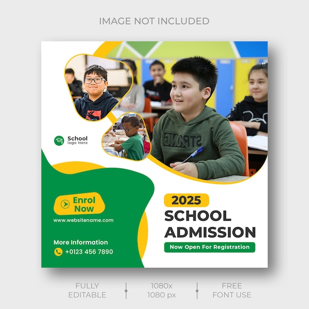 School admission social media post and Instagram post template