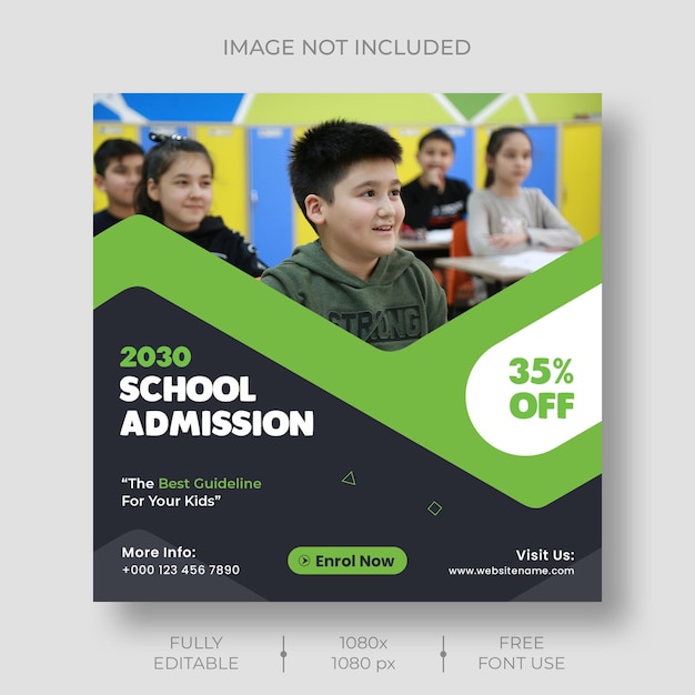 School admission social media post and web banner template