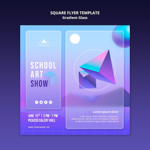 Free PSD school art show squared flyer template