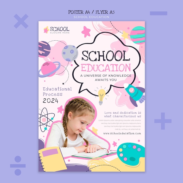 Free PSD school education template design