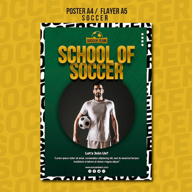 Free PSD school of soccer poster template