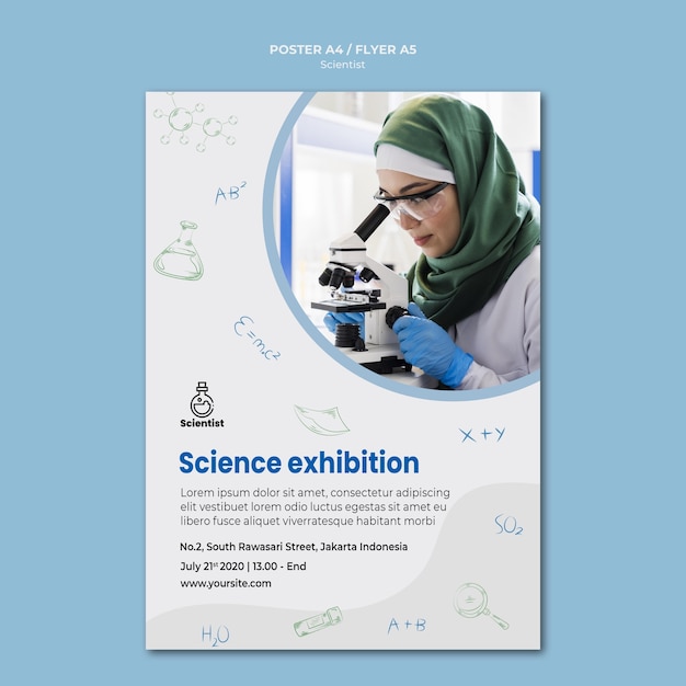 Free PSD science club ad poster template