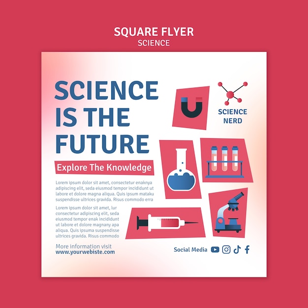 Free PSD science fair square flyer