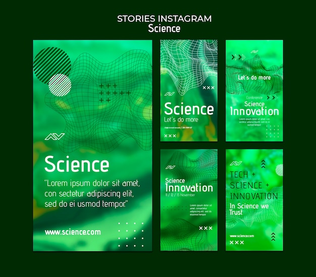 Free PSD science instagram stories collection with abstract design