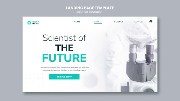 Free PSD science research landing page template