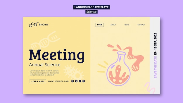 Free PSD science and tech landing page template