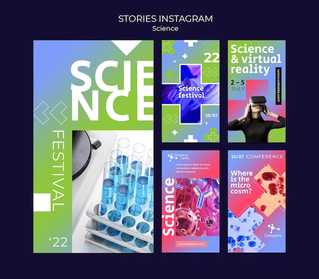 Free PSD science and virtual reality instagram stories collection