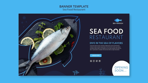 Free PSD sea food concept banner template