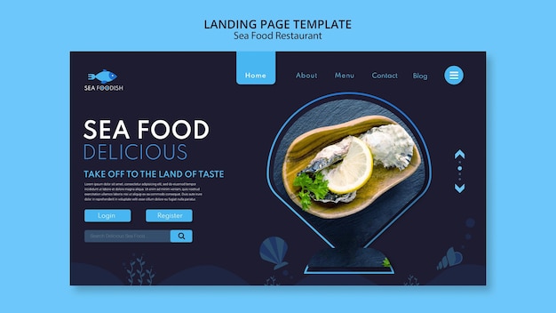 Free PSD sea food concept landing page template