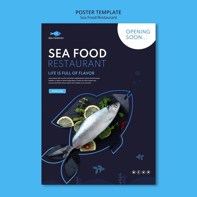 Free PSD sea food concept poster template