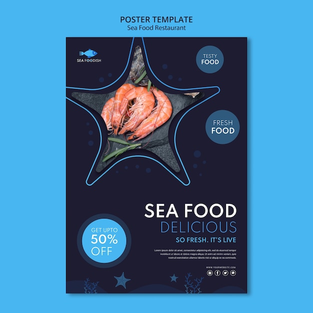 Free PSD sea food concept poster template