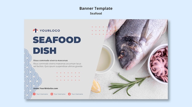 Free PSD seafood concept banner template