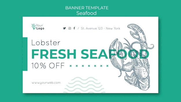 Seafood concept banner template