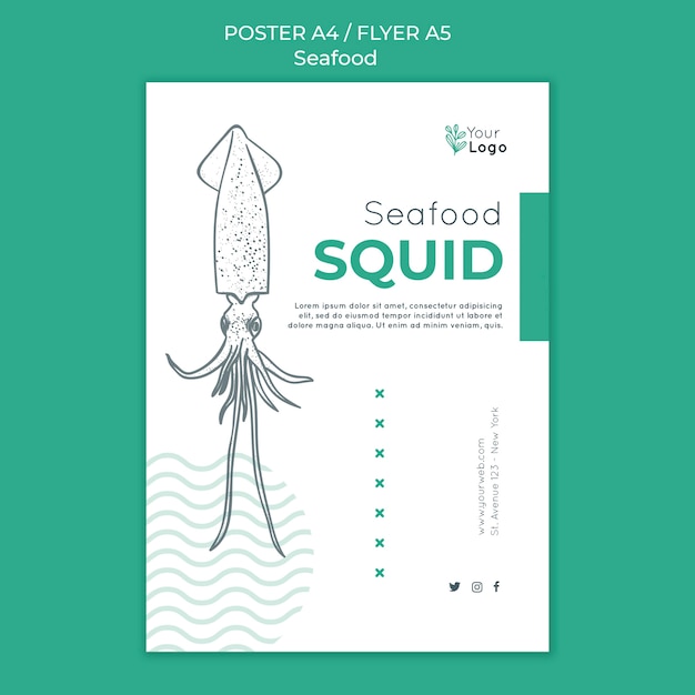 Seafood concept flyer template