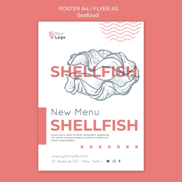 Free PSD seafood concept flyer template