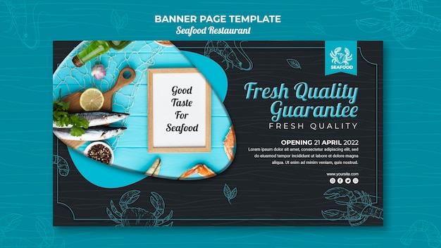 Free PSD seafood restaurant banner template