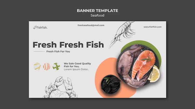 Free PSD seafood restaurant banner template