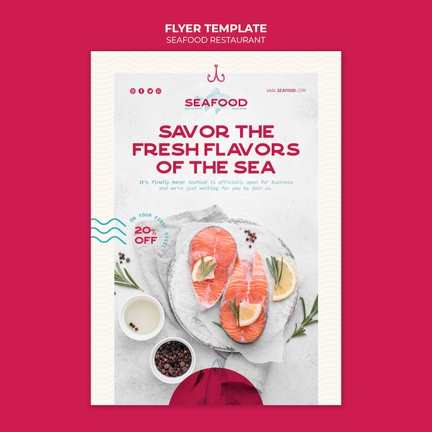 Free PSD seafood restaurant flyer template