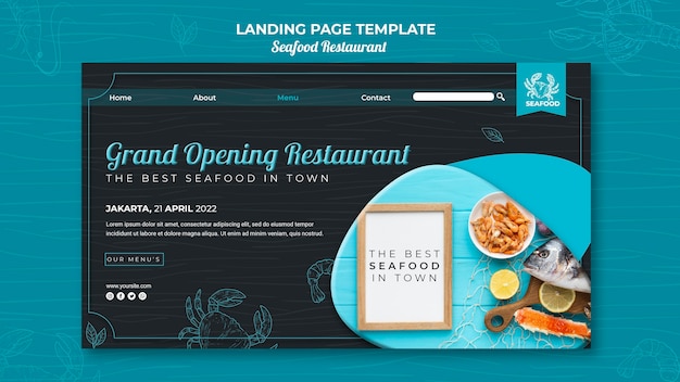 Free PSD seafood restaurant landing page design