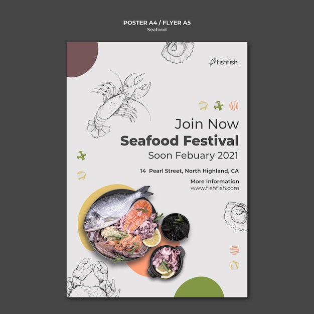 Free PSD seafood restaurant poster template