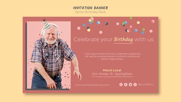 Free PSD senior birthday invitation banner