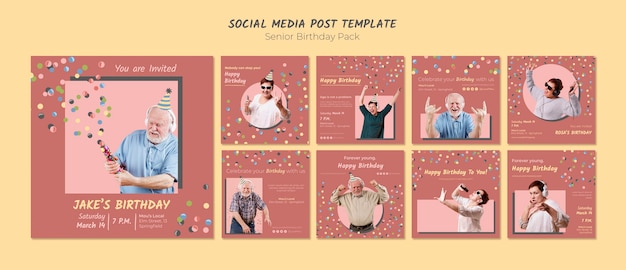 Free PSD senior birthday social media post template