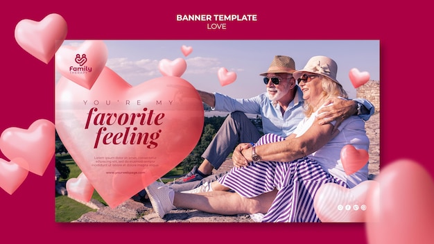 Senior couple horizontal banner template