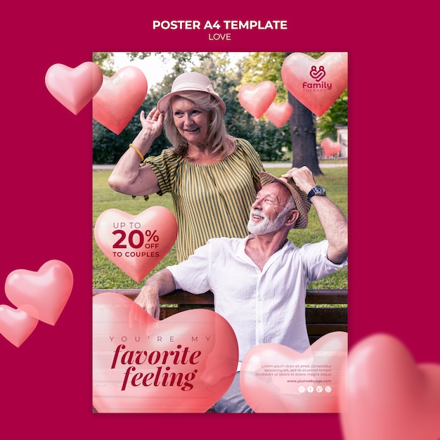 Free PSD senior romantic couple poster template