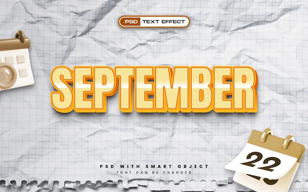 Free PSD september text effect