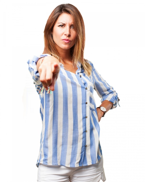 Free PSD serious woman pointing at you