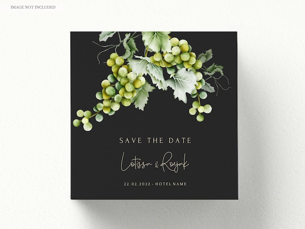 Free PSD set of wedding invitation cards with a lemon and flowers