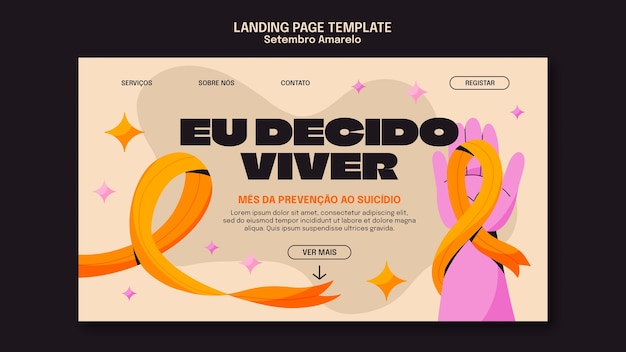 Free PSD setembro amarelo awareness landing page