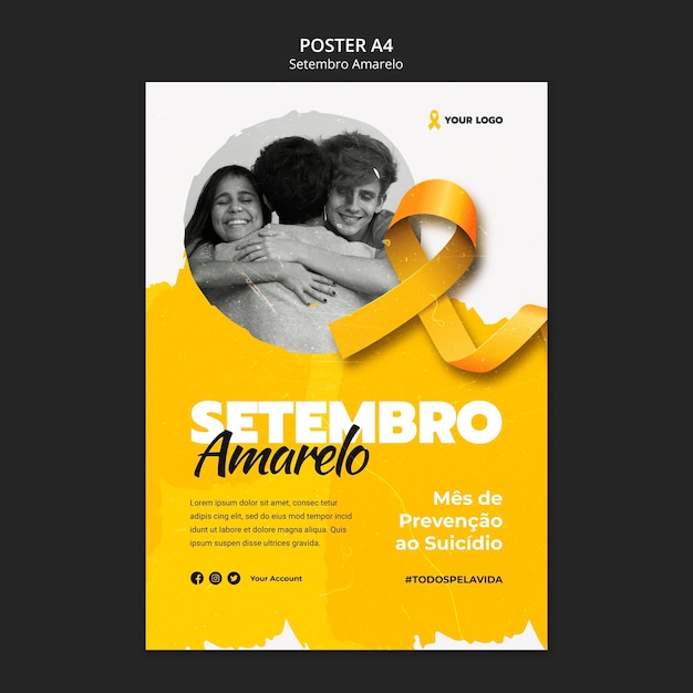 Setembro amarelo awareness poster template