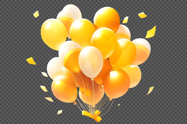 Free PSD shiny yellow balloons bunch