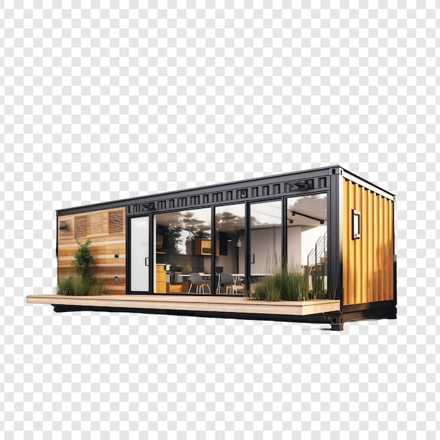 Free PSD shipping container house isolated on transparent background