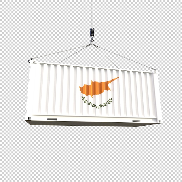 Free PSD shipping container with cyprus flag on transparent background