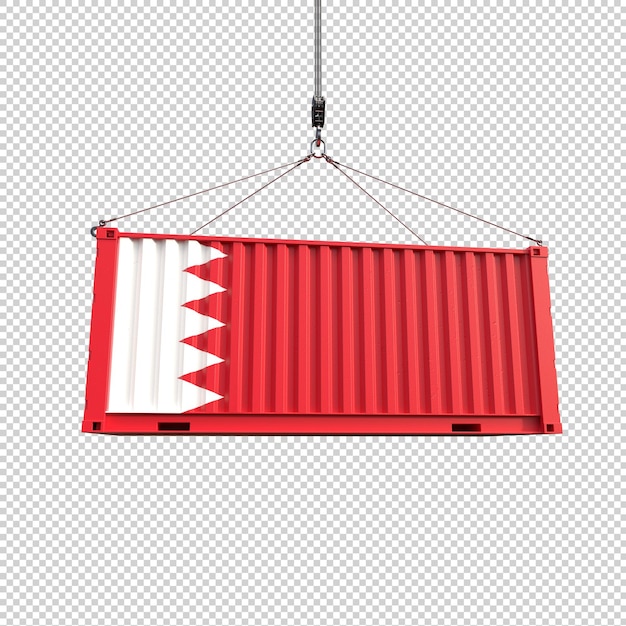 Free PSD shipping container with flag on transparent background