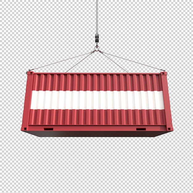 Free PSD shipping container with latvia flag on transparent background