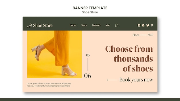 Free PSD shoe store concept banner template