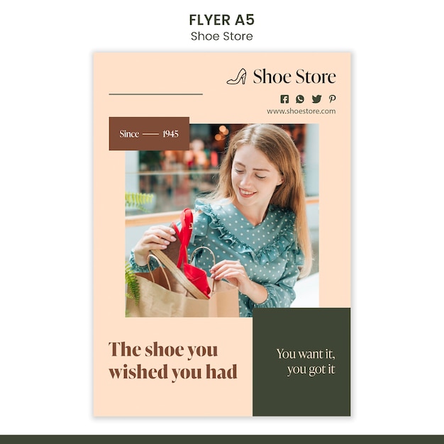 Free PSD shoe store concept flyer template