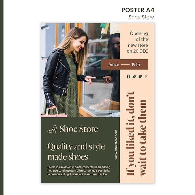 Free PSD shoe store concept poster template