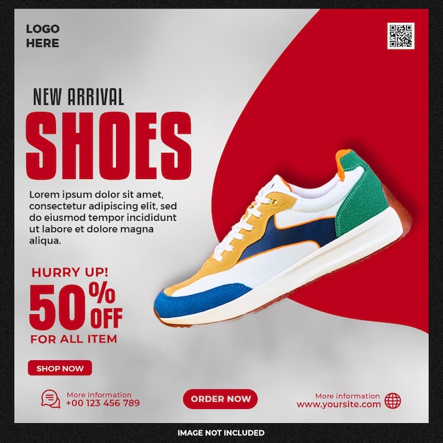 Shoes sale for social media post or square banner template design