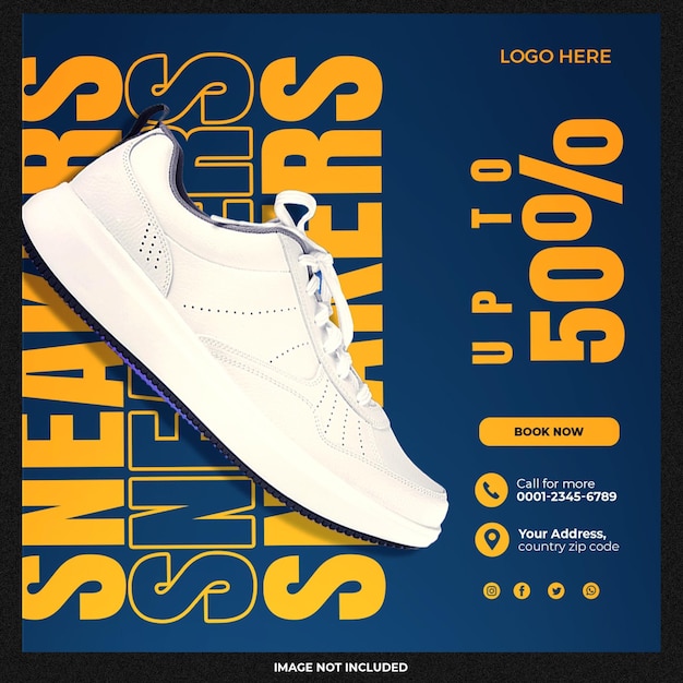 Free PSD shoes sale for social media post or square banner template design