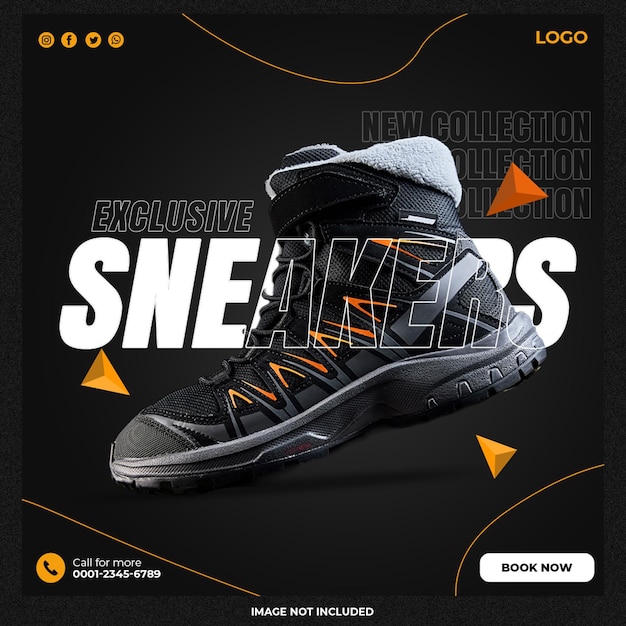 Free PSD shoes sale for social media post or square banner template design