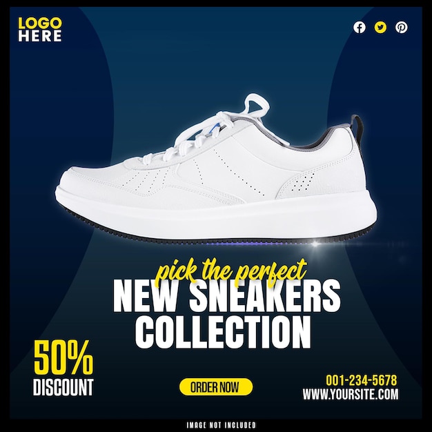 Free PSD shoes sale for social media post or square banner template design