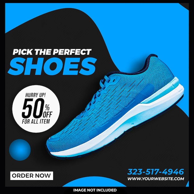 Free PSD shoes sale for social media post or square banner template design