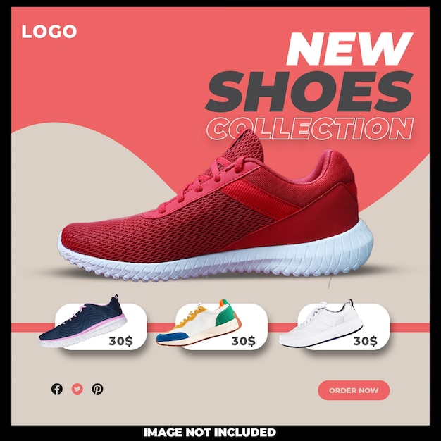 Free PSD shoes sale for social media post or square banner template design