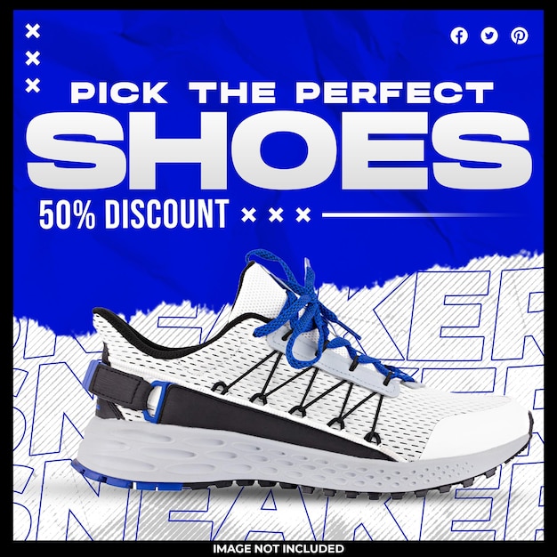 Free PSD shoes sale for social media post or square banner template design