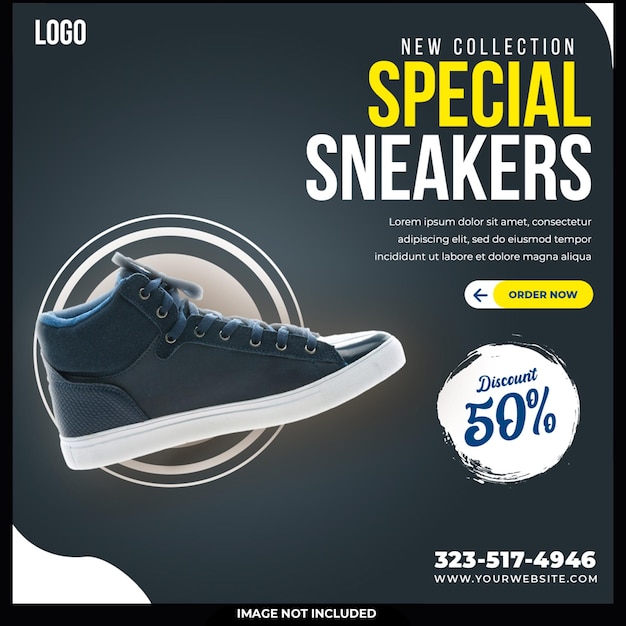 Free PSD shoes sale for social media post or square banner template design